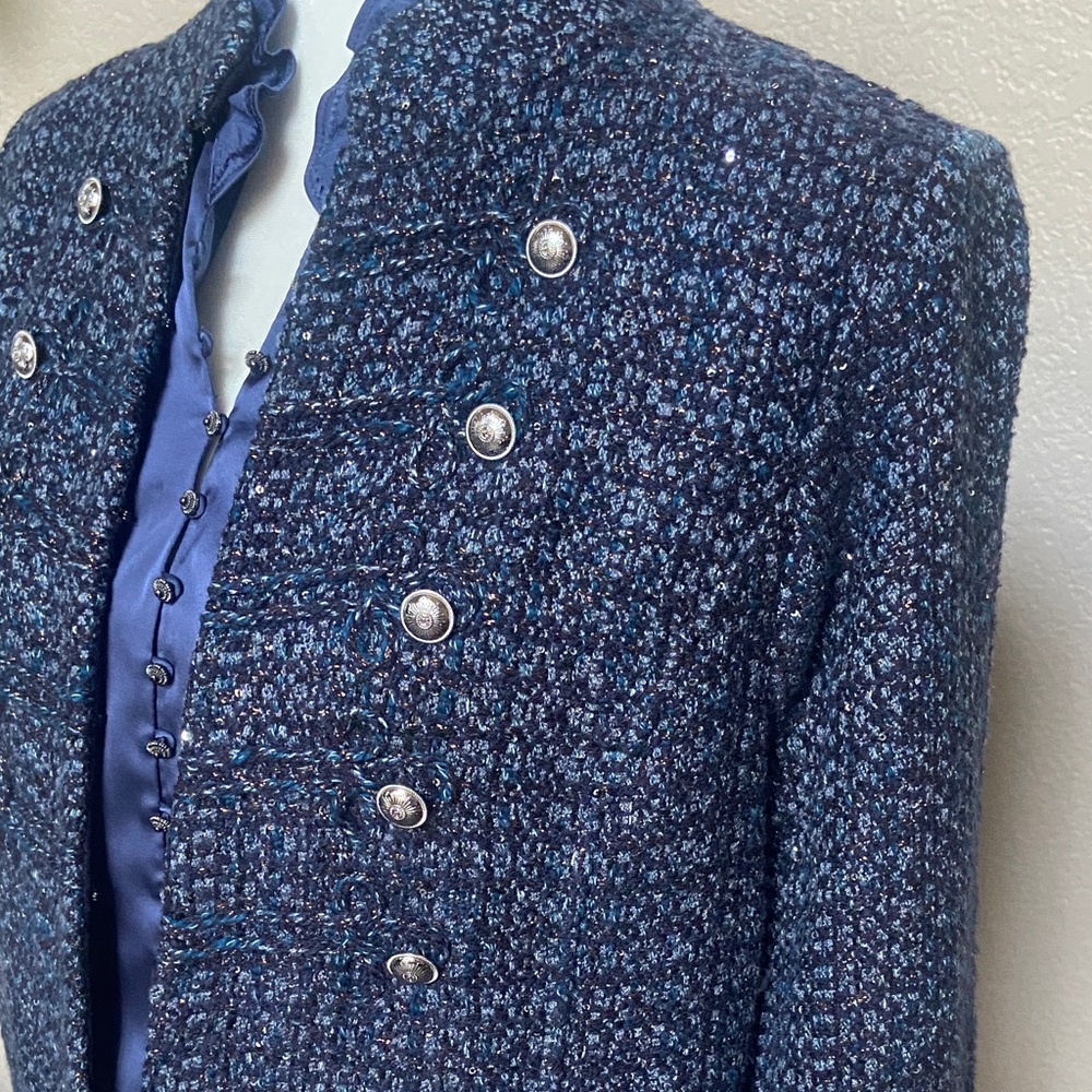 Sale! White House Black Market Stylishly Embellished Navy Tweed Blazer. Size S - Picture 3 of 16